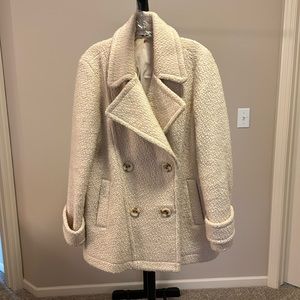 Free People Cream Boucle Wool Peacoat